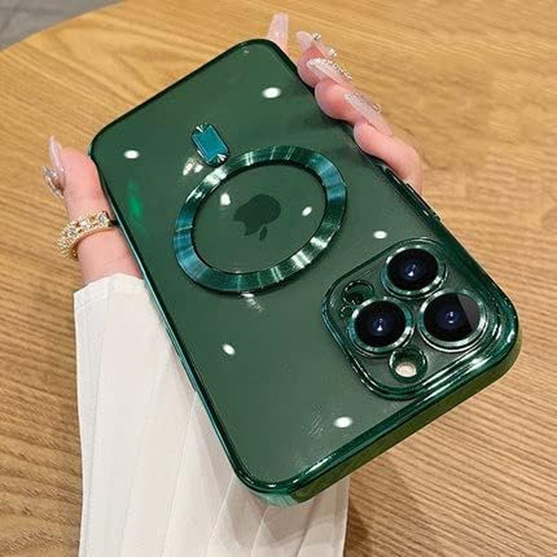OOK Case Made for Iphone 15 Pro Max 6.7 Inch [Built-In Camera Lens Protector] [Compatible with Magsafe] Anti-Scratch Shockproof Protective Slim Electroplated Case for Women Men - Green  OOK Green  