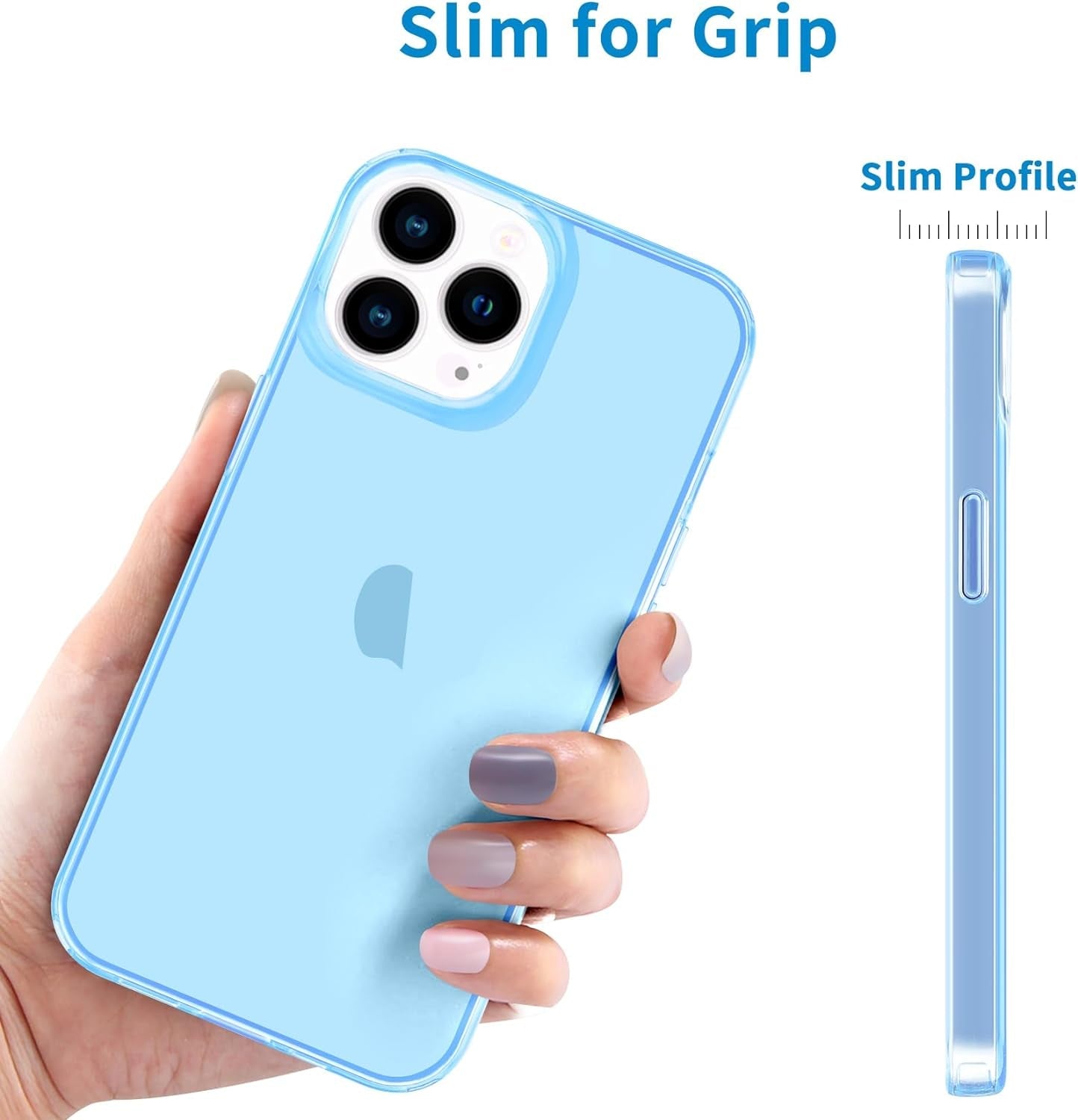 Jjgoo Compatible with Iphone 14 Pro Case, Clear Soft Shockproof Protective Slim Thin Bumper Cover Transparent Phone Case, Translucent Blue  JJGoo   