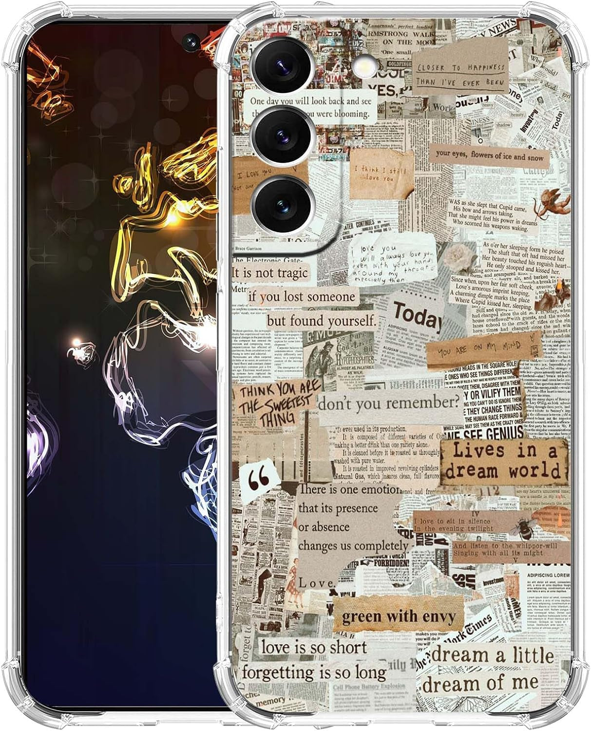 Green Flower Case for Samsung Galaxy S22 Plus,Aesthetic Abstract Minimalism Floral Pattern Case,Soft TPU Full Cover Case for Galaxy S22 Plus