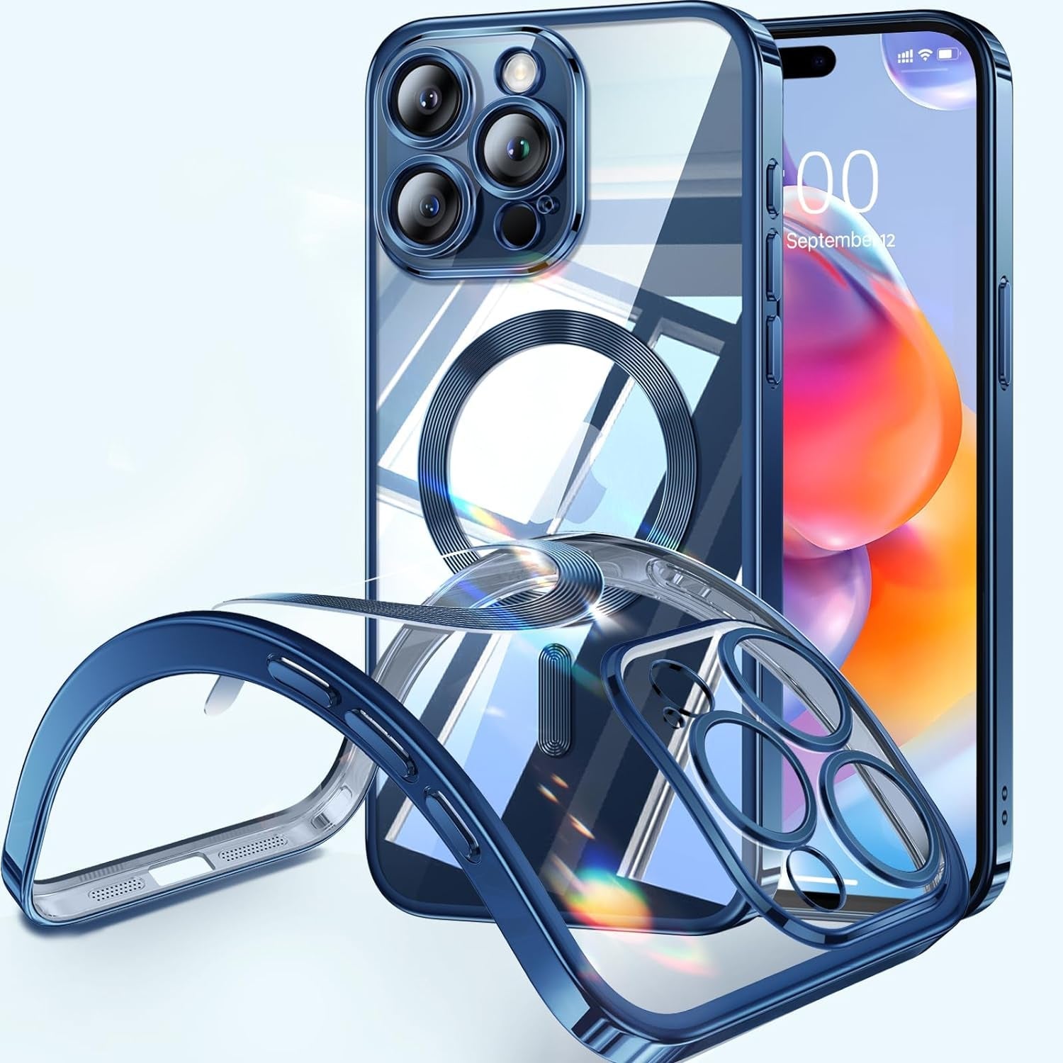 Humixx Magnetic for Iphone 15 Pro Case Clear [Compatible with Magsafe] [No.1 Strong N52 Magnets] [Mil-Grade Shockproof] Dustproof & Non-Yellowing Soft Slim Case for Iphone 15 Pro,Blue  Humixx   