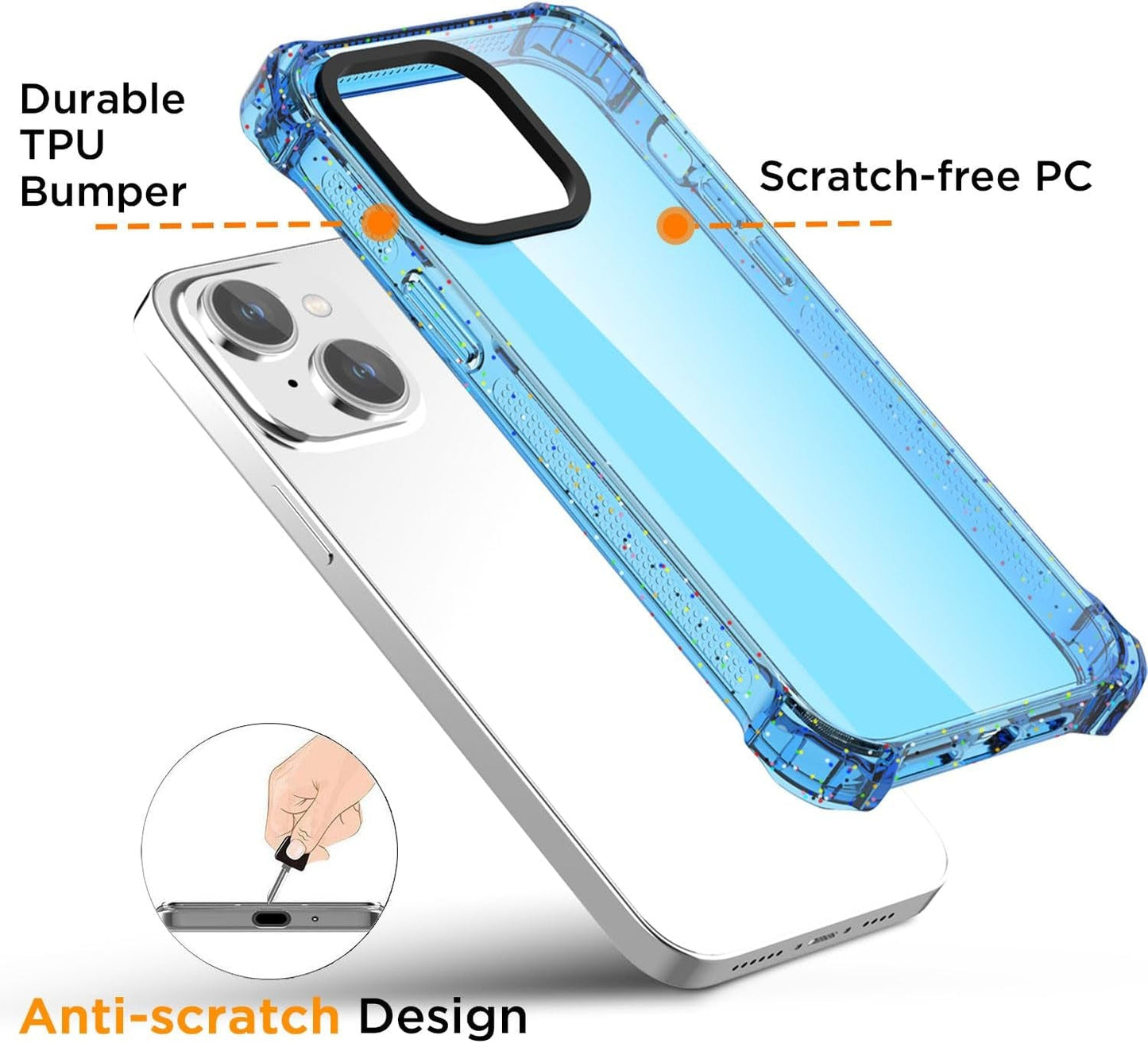 Aicase Clear Blue Bounce Case Compatible with Iphone 15 Plus, Impact Shockproof [Non-Yellowing] [21.3 FT Military Drop Protection] Anti-Scratch Protective Cell Phone Cover  AICase   