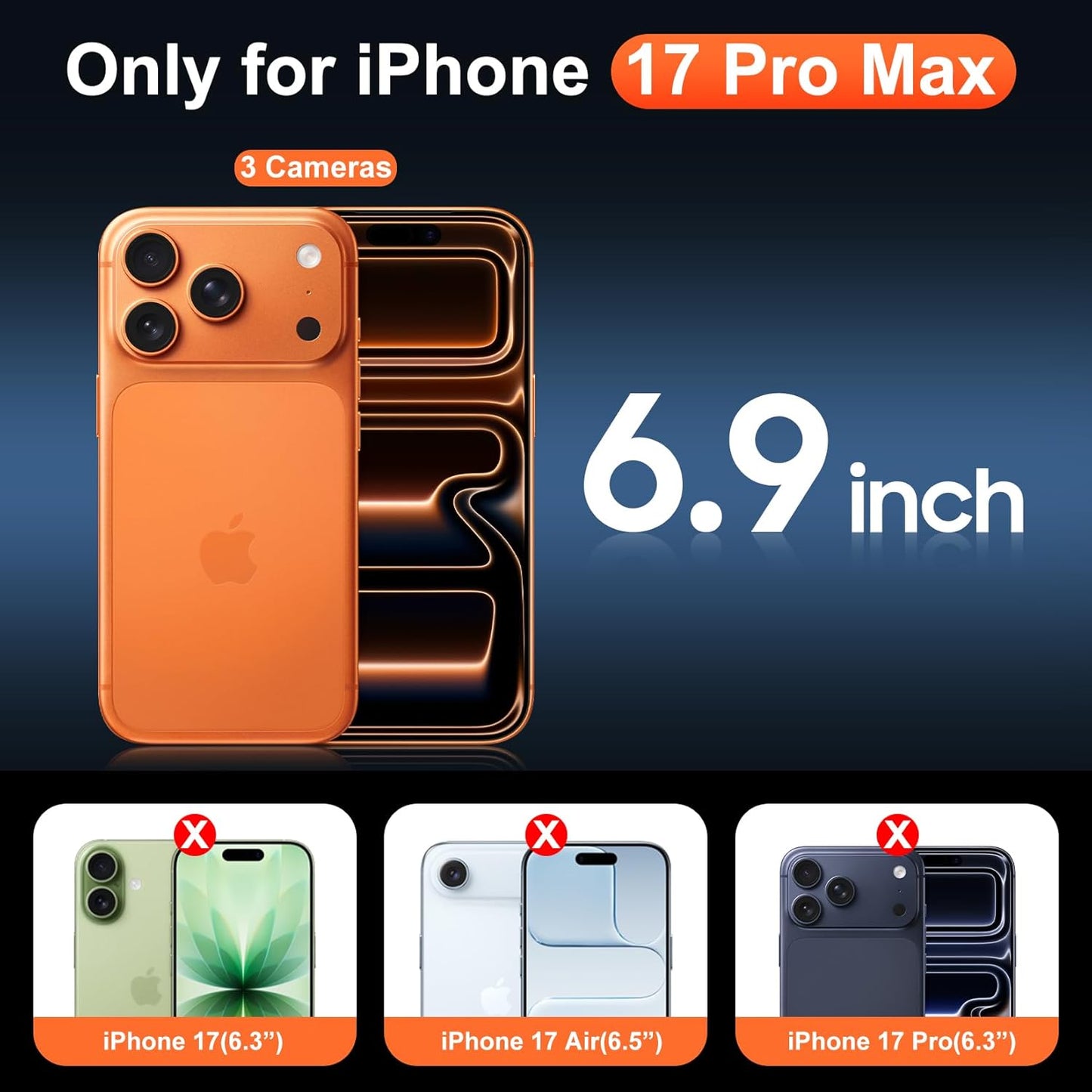 Temdan for Iphone 17 Pro Max Case Clear with Screen Protector, Compatible with Magsafe, Anti-Yellowing, Military-Grade Protection, Shockproof Slim Magnetic Phone Case Cover, Transparent
