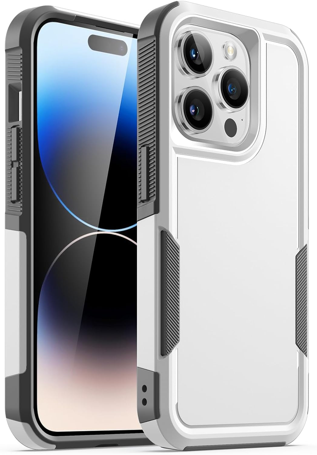 Jetech Case for Iphone 14 Pro Max 6.7-Inch, Heavy Duty Dual-Layer Rugged Protection, Shockproof Protective Tough Phone Cover with Matte Back (Deep Purple)  JETech White  