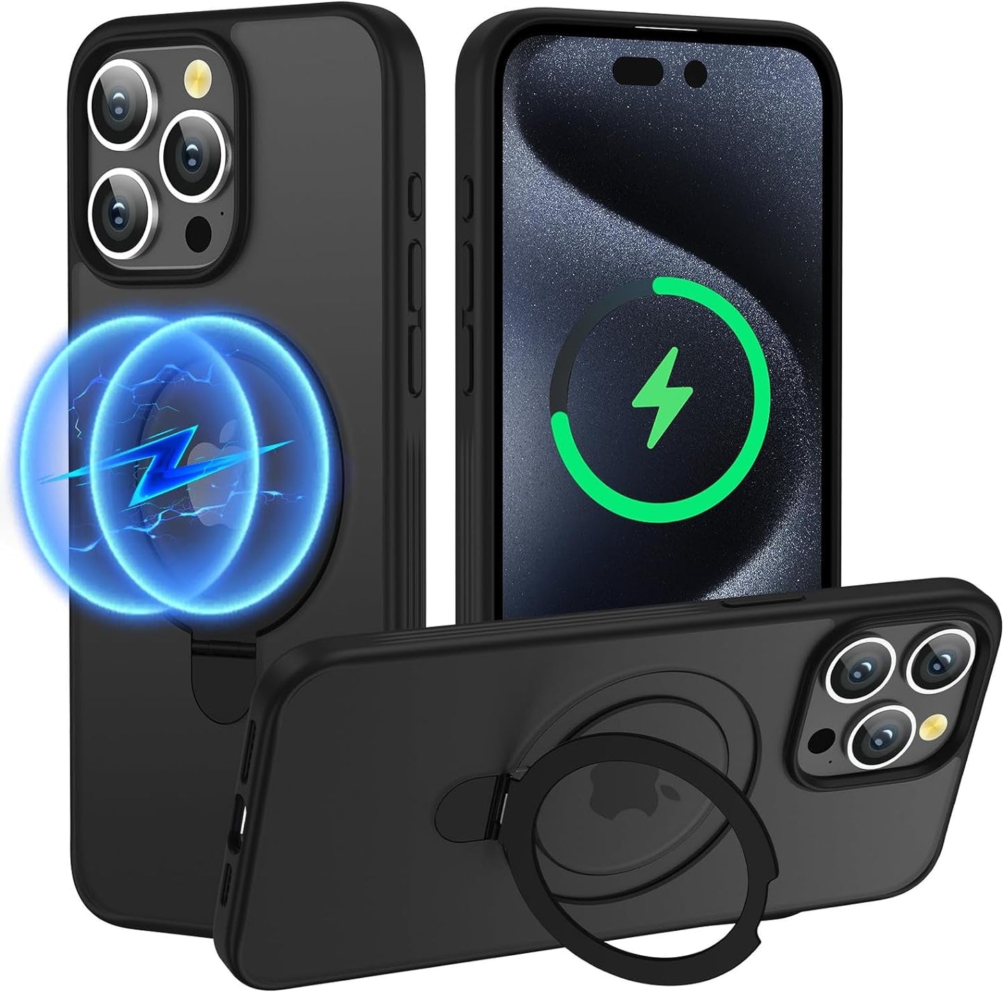 Mgnaooi Magnetic Case for Iphone 15 Pro Max Case [Mil-Grade Drop Tested & Compatible with Magsafe] Translucent Matte Back, Anti-Scratch Shockproof Phone Case for 15 Promax 6.7 Inch, Black  Mgnaooi   