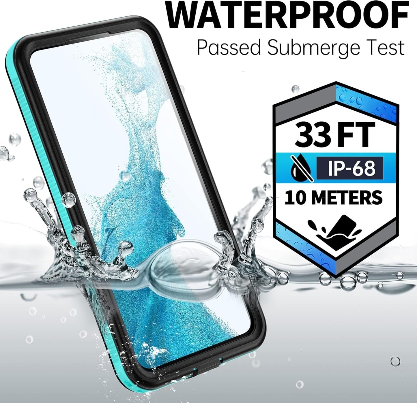 BEASTEK Waterproof Case for Samsung Galaxy S22 Plus, TRE Series, IP68 Shockproof Case with Built-In Screen Protector Full Body Protective Cover, Galaxy S22 plus 6.6 Inch (Teal/Clear)