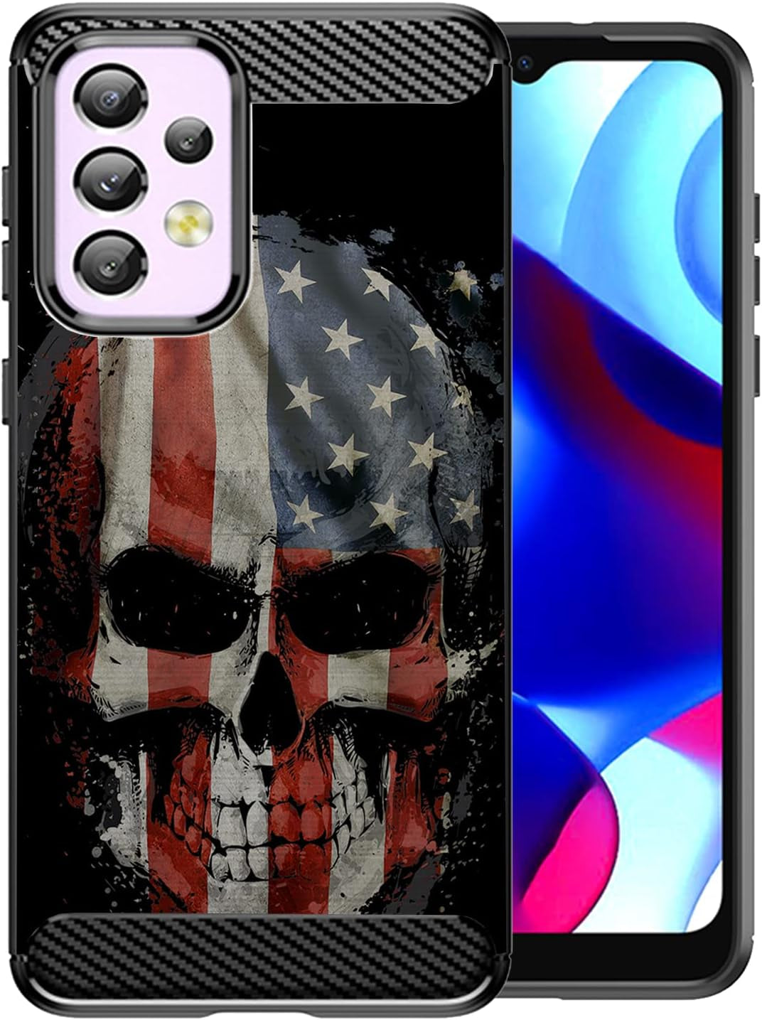 Cases on Deck Casesondeck Skull Flags Case Compatible with Samsung Galaxy A53 5G / A53 5G Case, Slim Tough Matte Design with Carbon Fiber Texture (Puerto Rico Skull)