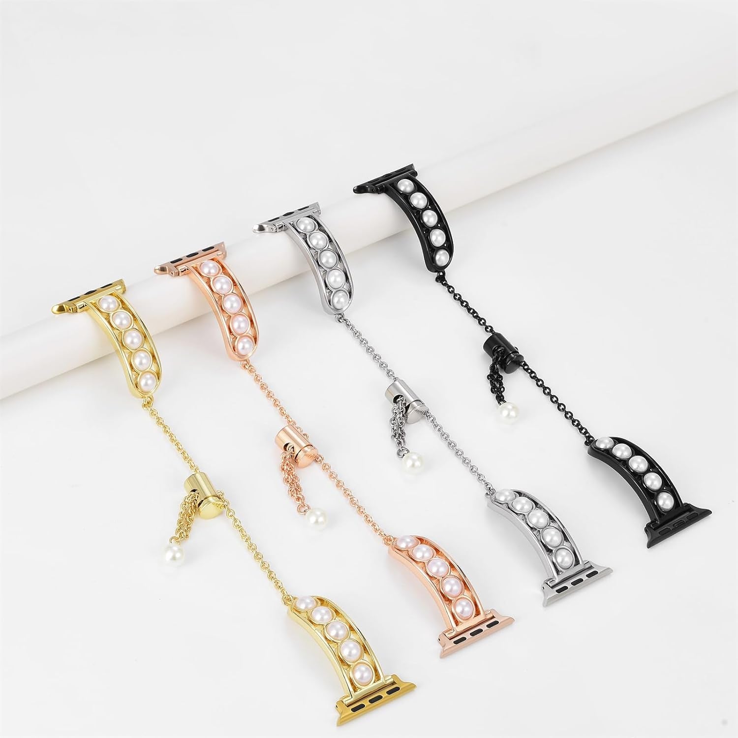 Elegant Pearl Chain Compatible with Apple Watch Band 49Mm 45Mm 44Mm 42Mm 41Mm 40Mm 38Mm, Luxury Stainless Steel Strap for Iwatch Ultra 2 1 Series 9 8 7 SE 6 5 4 3 2 1