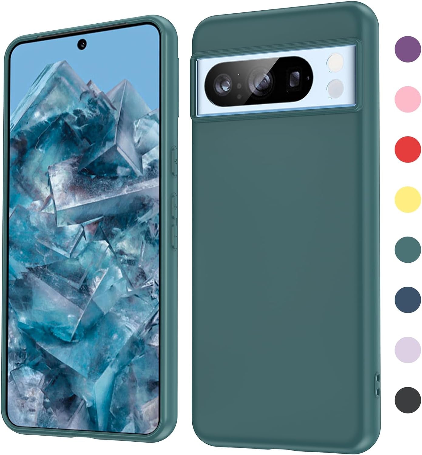 Leyi for Pixel 6A 5G Case: Google Pixel 6A Case with [2 Pack] Tempered Glass Screen Protector Liquid Silicone Soft Microfiber Liner Cover Case Pixel 6A, Red  LeYi Green Google Pixel 8 Pro 