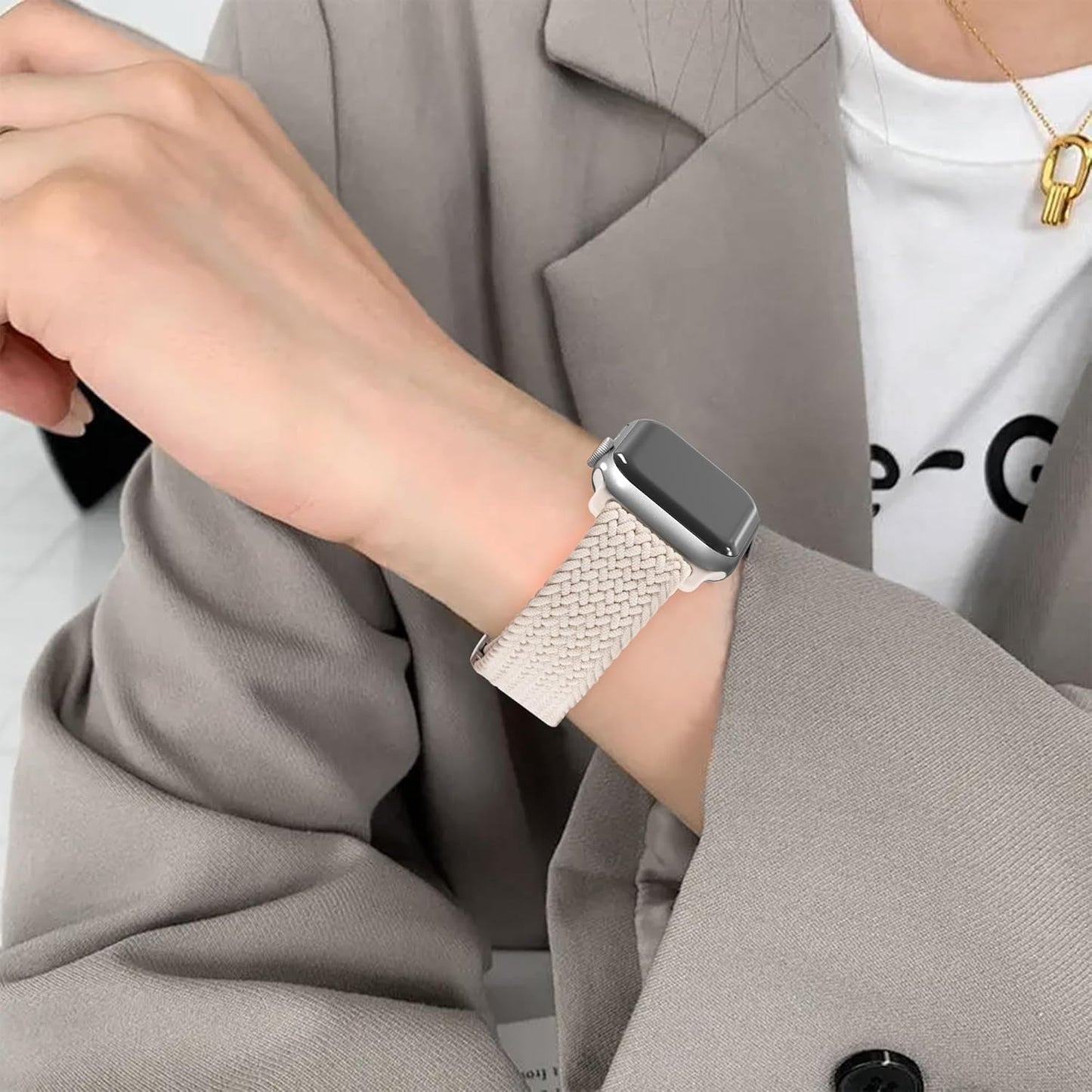 2 Pack Arae Magnetic Stretchy Watch Band Compatible for Apple Watch Band 38Mm 40Mm 41Mm,Comfortable Adjustable Strap Wristband for Iwatch Serie 9 8 7 6 5 4 SE 3 2 1 Ultra 1 2 Women,Starlight Nude Pink