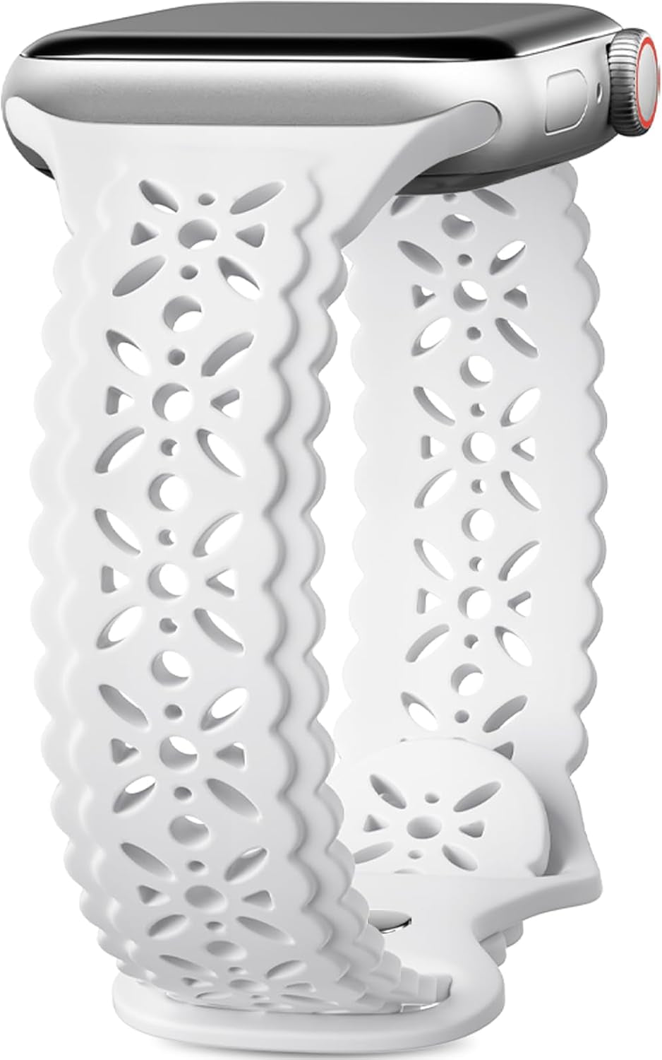 Getino Lace Silicone Band Compatible with Apple Watch Bands for Women 40Mm 41Mm 38Mm 44Mm 45Mm 42Mm 49Mm, Breathable Hollow-Out Sport Strap Slim Thin Bands for Iwatch SE Series 9 8 7 6 5 4 3 2 1 Ultra