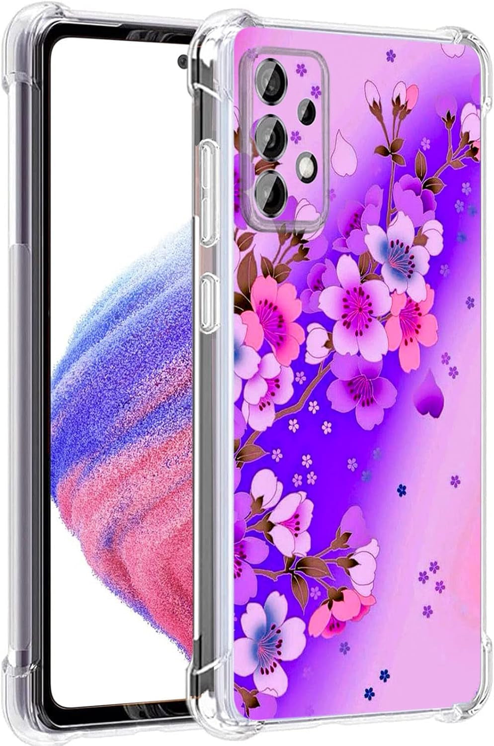 Galaxy A53 5G Case, Plum Blossom Flower Drop Protection Shockproof Case TPU Full Body Protective Scratch-Resistant Cover for Samsung Galaxy A53 5G