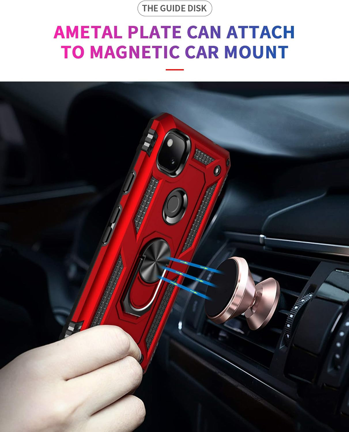 ADDIT Phone Case for Google 4A 5G,Google Pixel 4A 5G Case, Military Grade Protective Google Pixel 4A 5G Cases Cover with Ring Car Mount Kickstand for Google Pixel 4A 5G - Red  ADDIT   