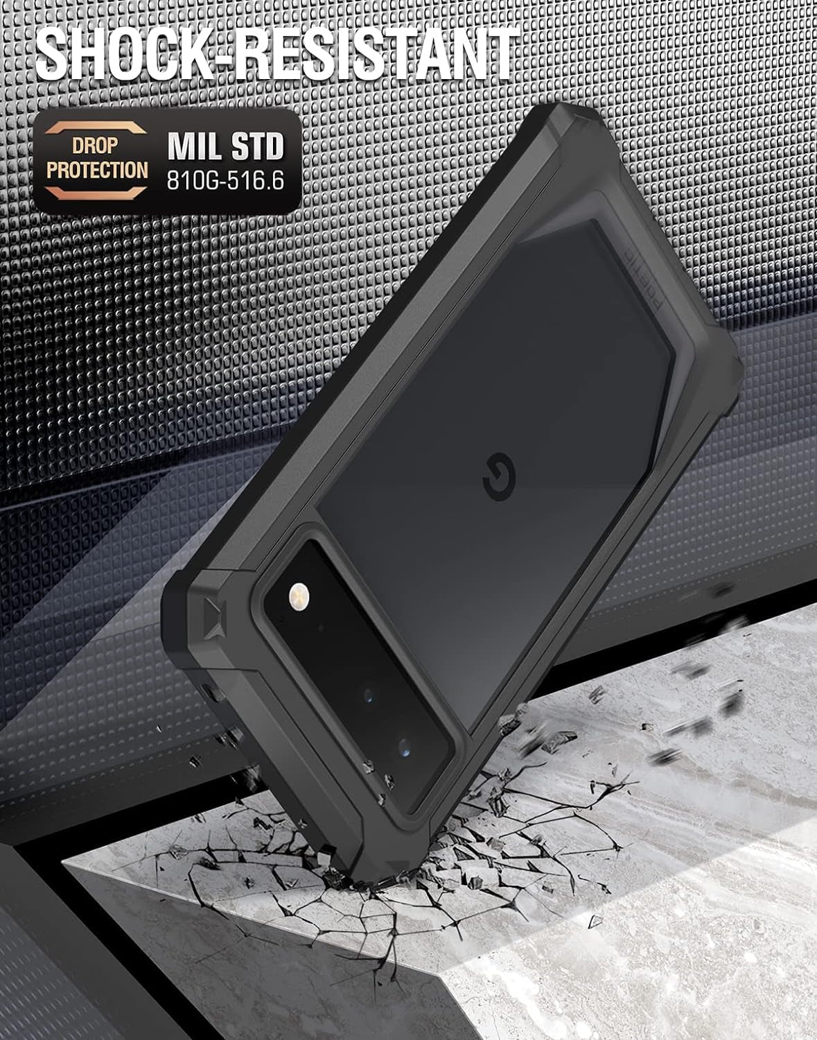 Poetic Guardian Series Case [Mil-Grade Drop Tested] Designed for Google Pixel 6 5G, Built-In Screen Protector Work with Fingerprint ID, Full Body Hybrid Shockproof Rugged Cover Case, Black/Clear  Poetic   