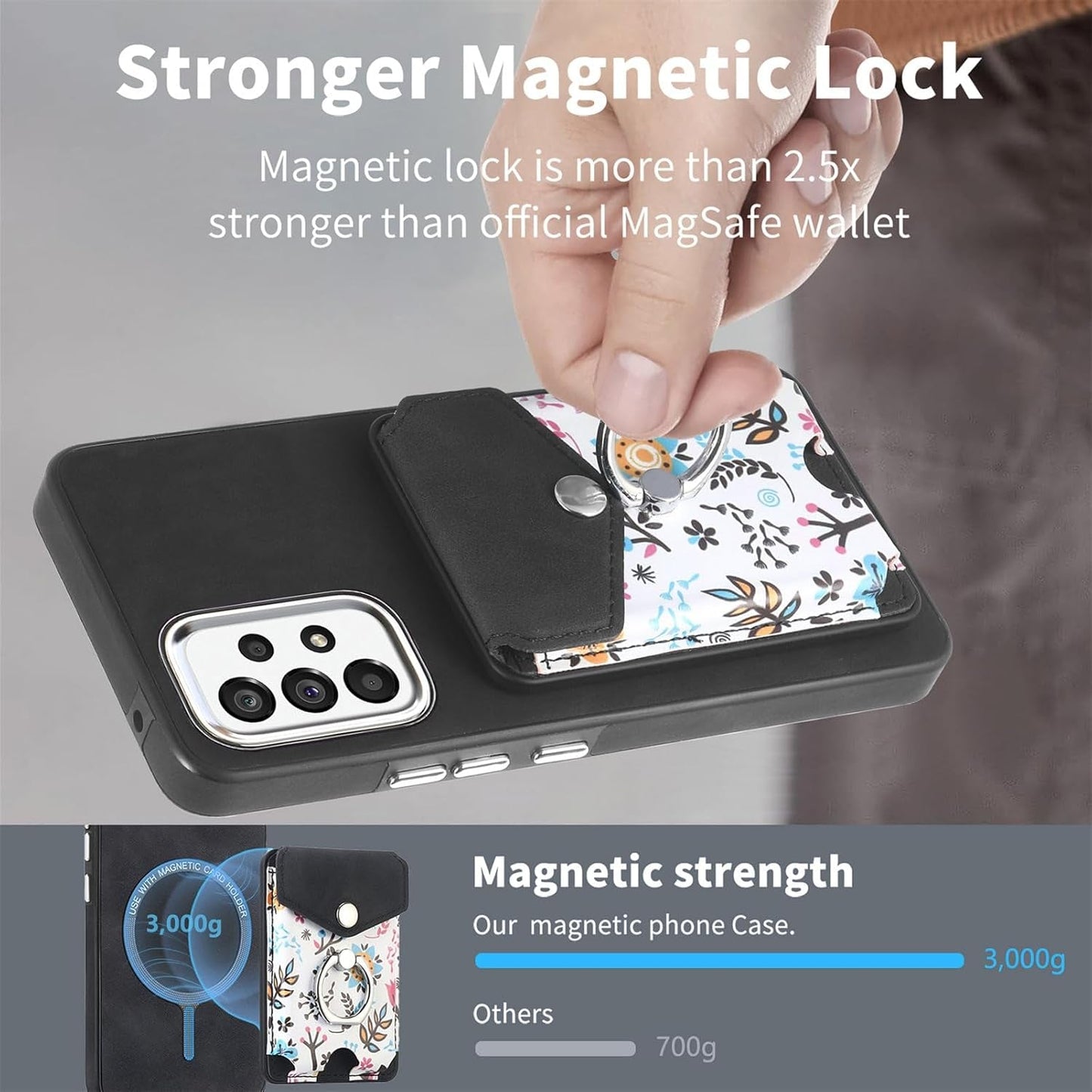 Asuwish Phone Case for Samsung Galaxy A53 5G Wallet Cell Cover with Screen Protector Magnetic Slim Ring Stand Kickstand Back Credit Card Holder Slot a 53 G5 53A SM A536U 6.5" 2022 Girls Women Black