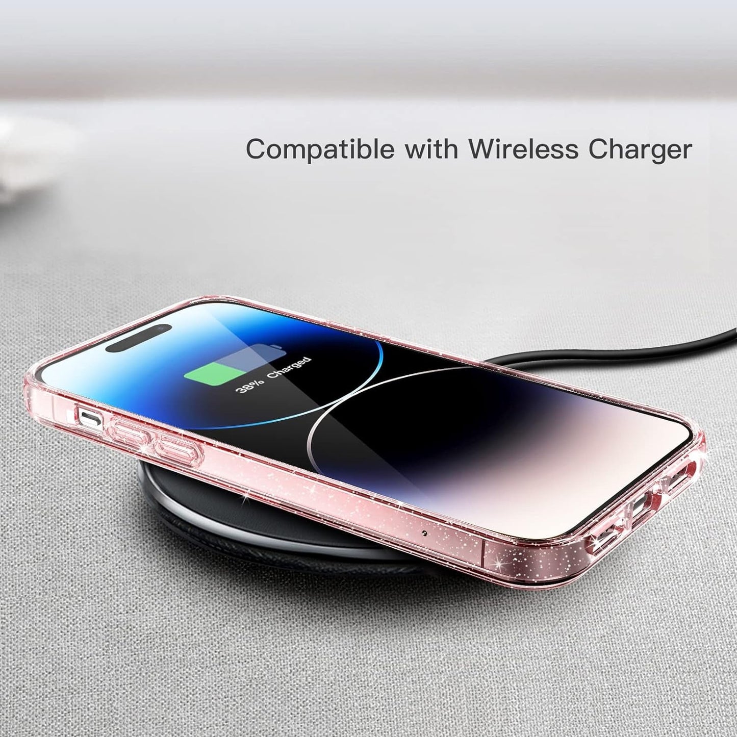 Jetech Glitter Case for Iphone 14 Pro Max 6.7-Inch, Bling Sparkle Shockproof Phone Bumper Cover, Cute Sparkly for Women and Girls (Pink)  JETech   