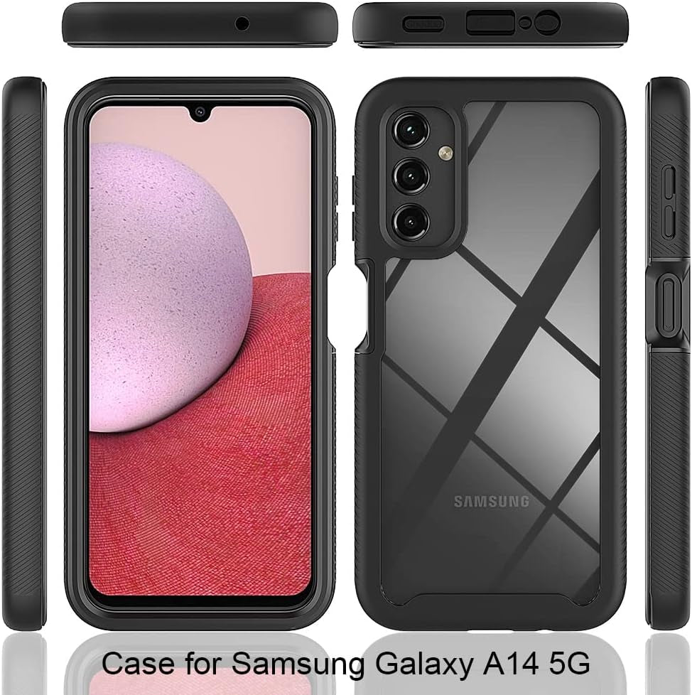 For Samsung Galaxy A14 5G Case Hybrid Drop Protection Clear Case Heavy Duty Hard Rugged Anti-Slip Bumper Anti-Scratch Armor Protective Phone Cover for Samsung Galaxy A14 Black