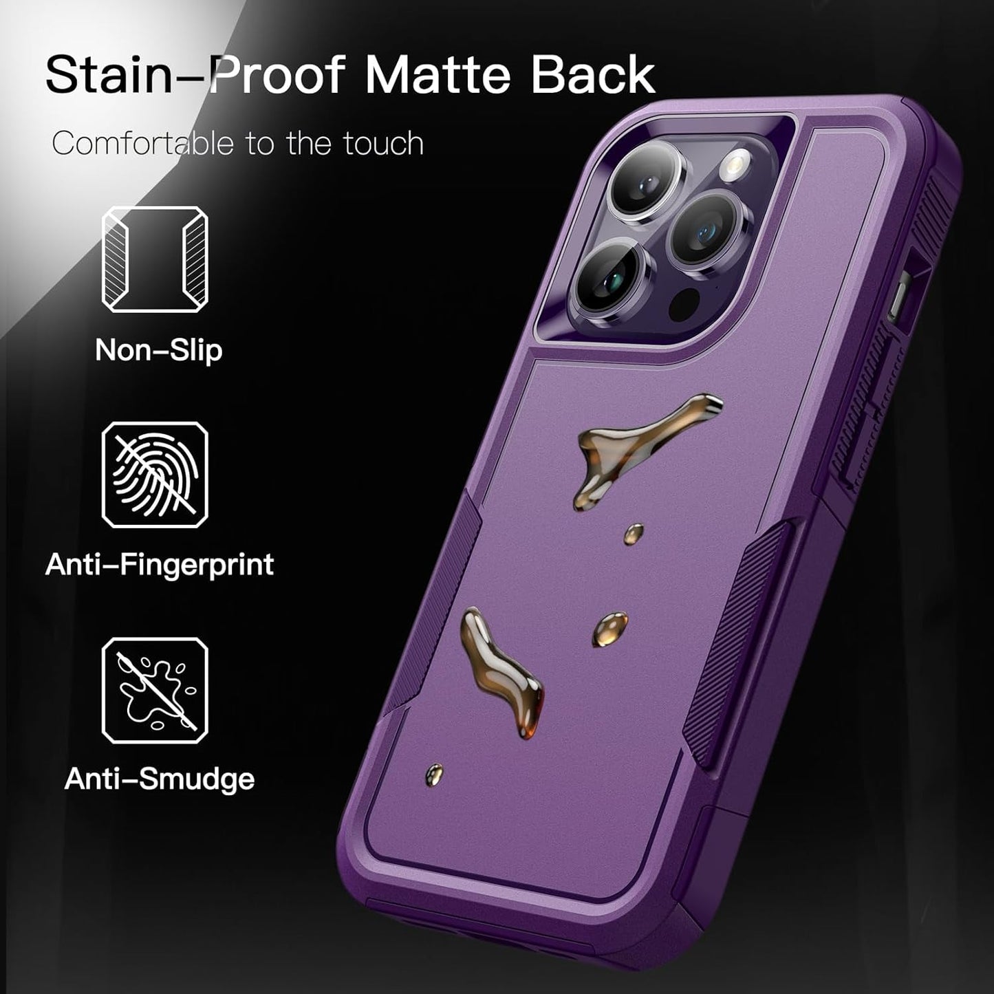 Jetech Case for Iphone 14 Pro Max 6.7-Inch, Heavy Duty Dual-Layer Rugged Protection, Shockproof Protective Tough Phone Cover with Matte Back (Deep Purple)  JETech   