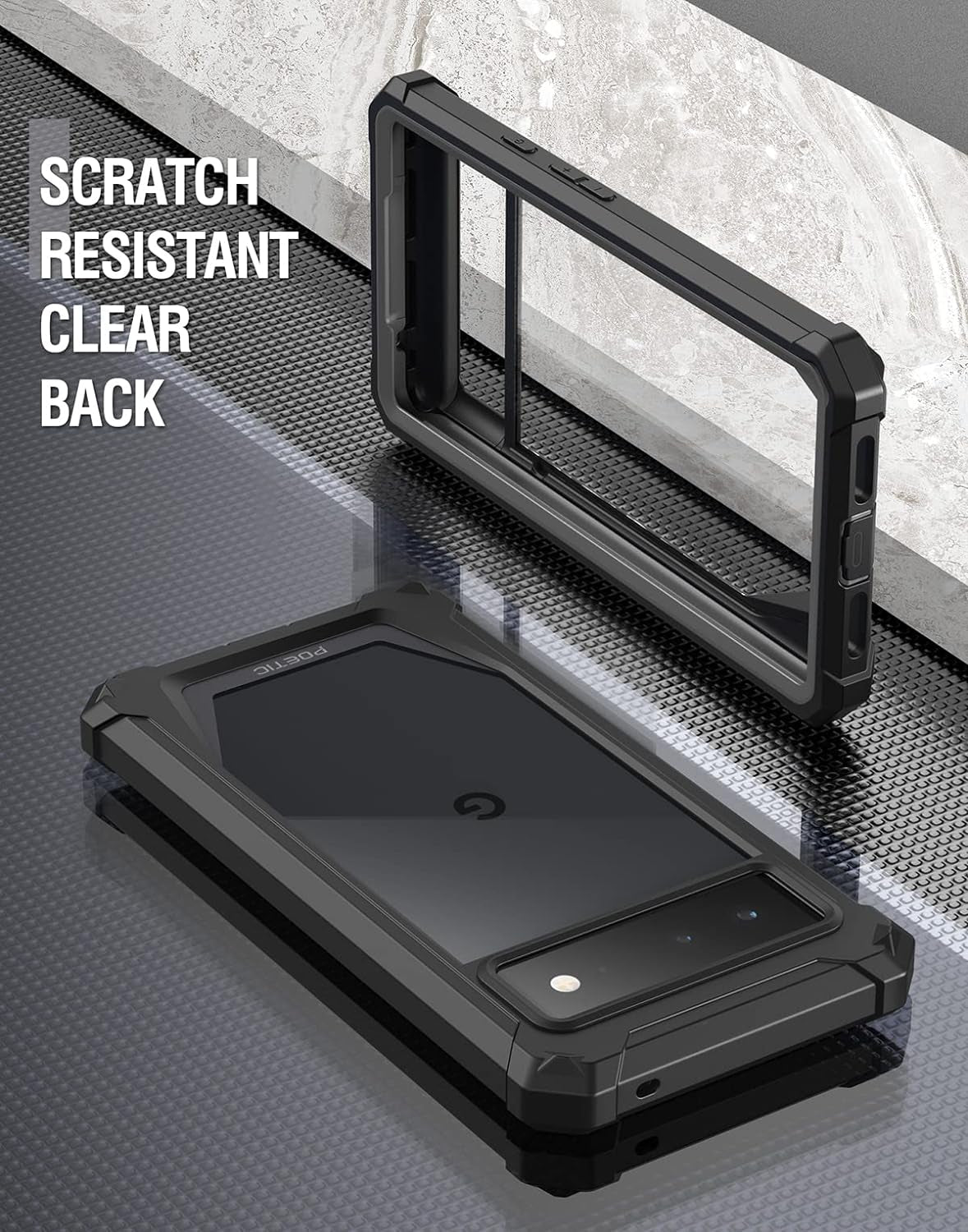 Poetic Guardian Series Case [Mil-Grade Drop Tested] Designed for Google Pixel 6 5G, Built-In Screen Protector Work with Fingerprint ID, Full Body Hybrid Shockproof Rugged Cover Case, Black/Clear  Poetic   