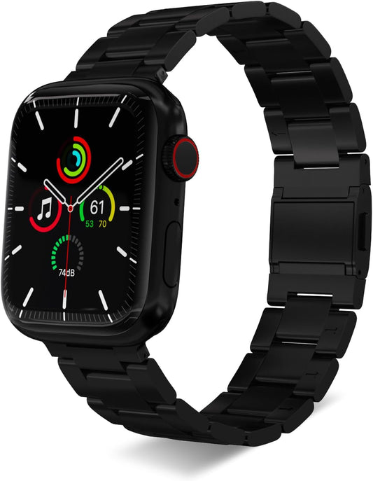 Finestone Metal Band for Apple Watch - No Tool Needed Apple Watch Stainless Steel Band Compatible with Apple Watch 41Mm 40Mm 38Mm - Magnetic Clasp Strap for Iwatch Series 9/8/7/6/5/4/3/2/1 SE Black