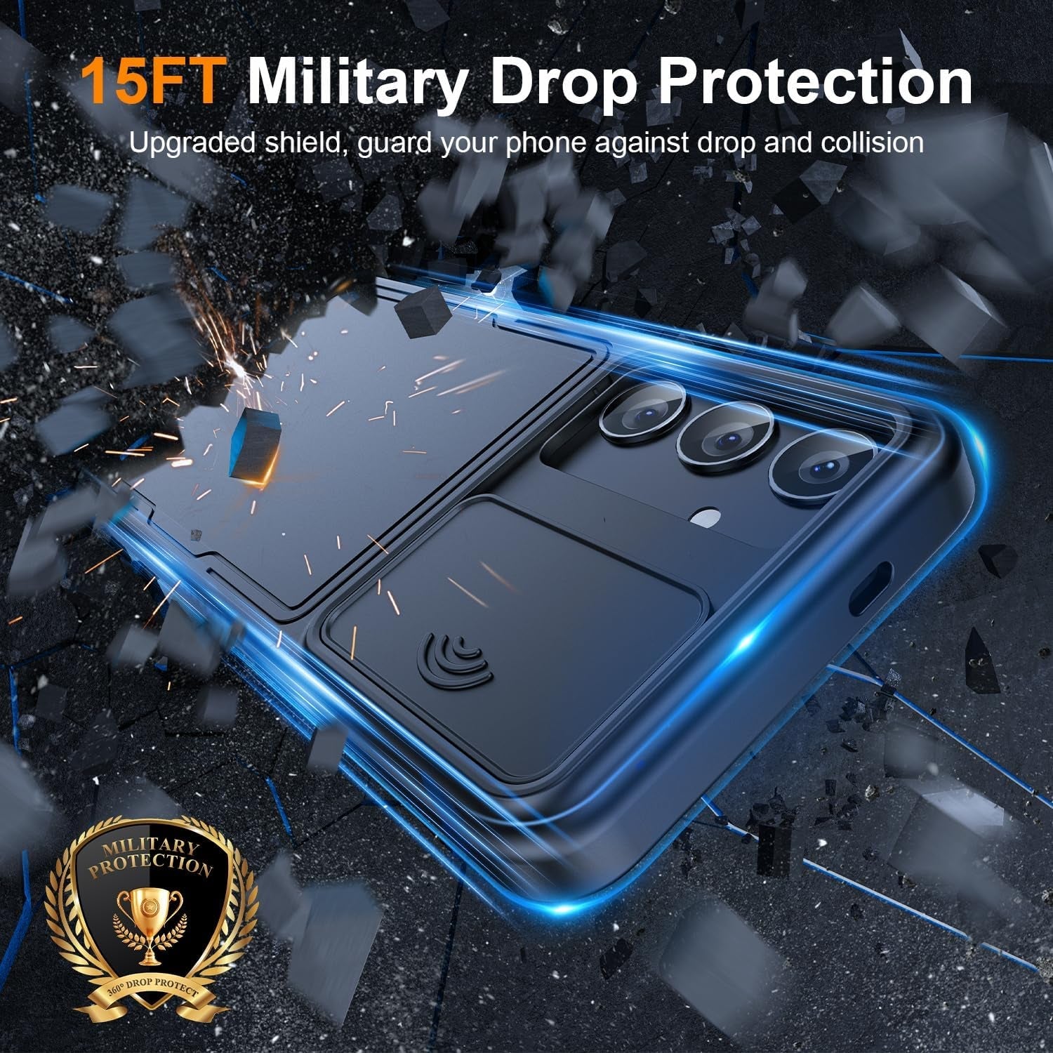 3 in 1 Magnetic for Samsung Galaxy S24 plus Case with Slide Camera Cover [2X Screen Protectors] [Mil-Grade Shockproof] Slim Phone Case for S24 plus Case 6.7" Black