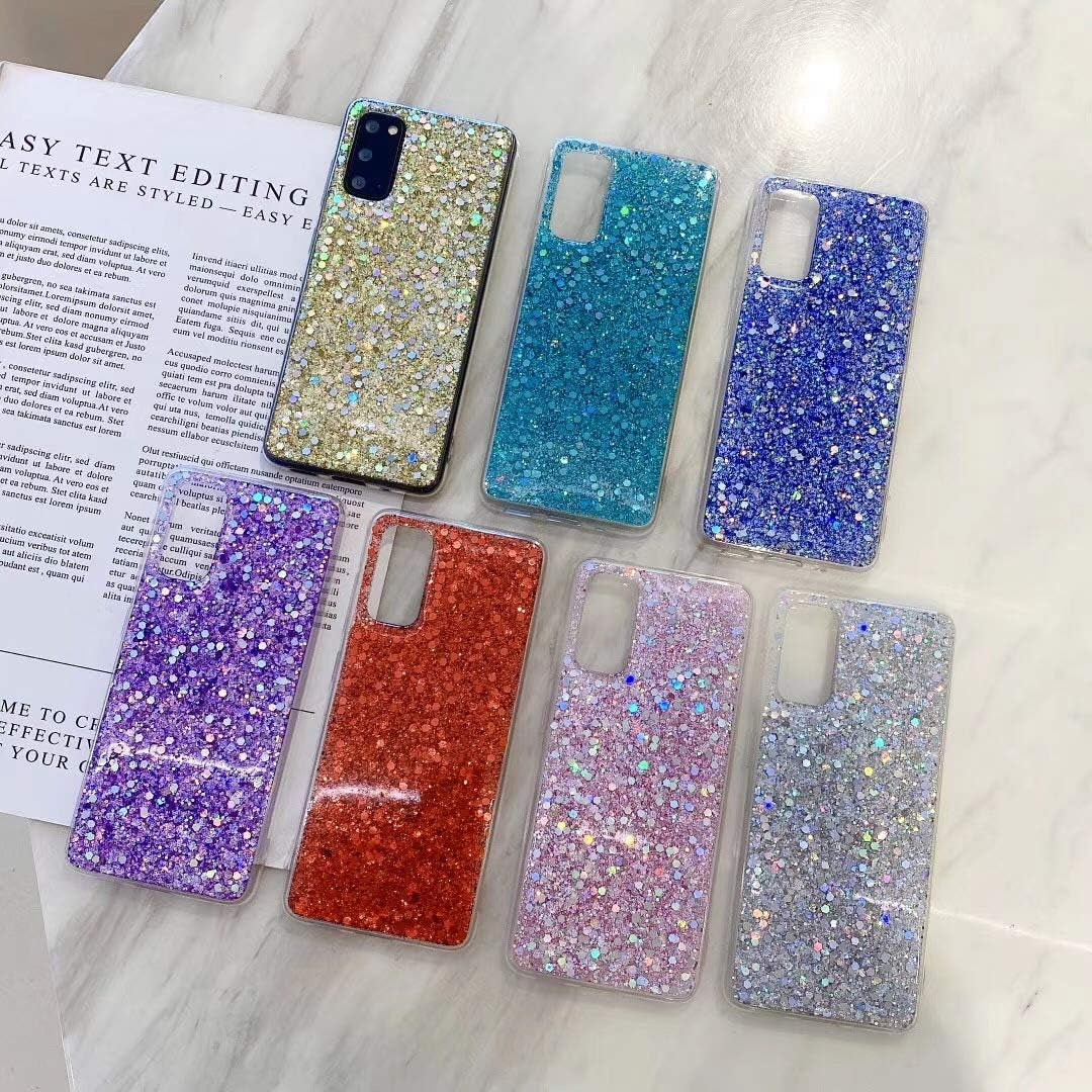 Designed for Samsung Galaxy S22 Case, Glitter Sparkle Bling Women Girls Cases Cute Rubber Slim Phone Protective Cover for Galaxy S22 Case 5G 6.1 Inch (Red)
