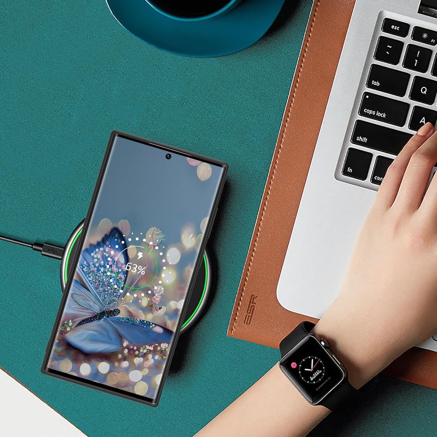 GUAGUA for Samsung Galaxy S22 Ultra Case Glow in the Dark, Samsung S22 Ultra Phone Case, Cute Blue Butterfly Noctilucent Luminous Shockproof Protective Case for Galaxy S22 Ultra 6.8'' Women Men Gifts