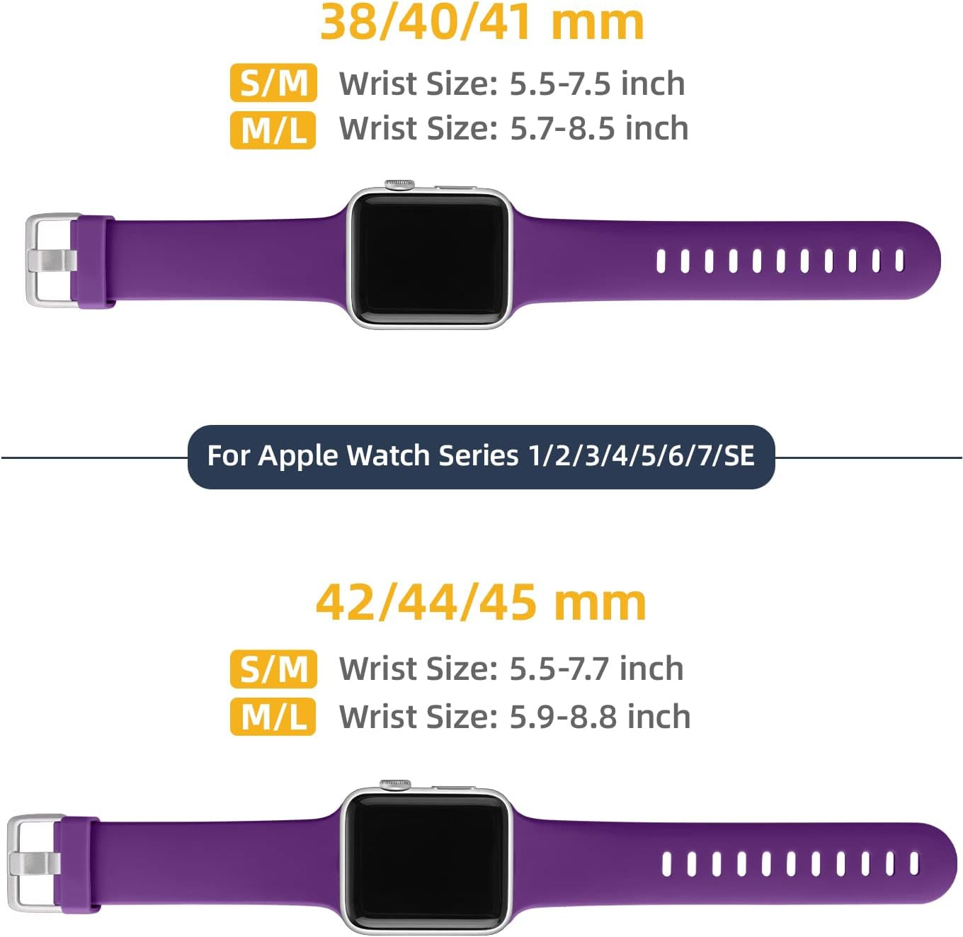 Compatible for Apple Watch Band 38Mm 40Mm 41Mm 42Mm 44Mm 45Mm,Soft Silicone Sport Replacement Strap Compatible with Iwatch Series SE/7/6/5/4/3/2/1 Women Men