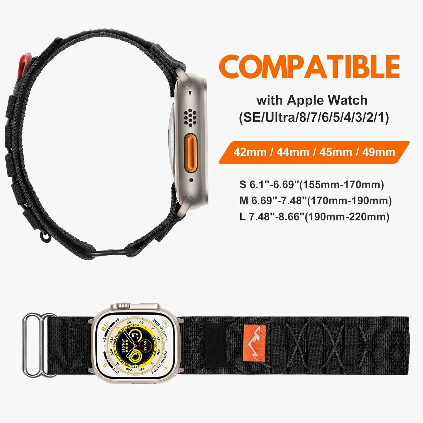 Bands Compatible with Apple Watch Band 38Mm 40Mm 41Mm 42Mm 44Mm 45Mm 49Mm Women Men, Adjustable Soft Nylon Strap for Iwatch Series 9 8 7 6 5 4 3 2 1 SE Ultra/Ultra 2
