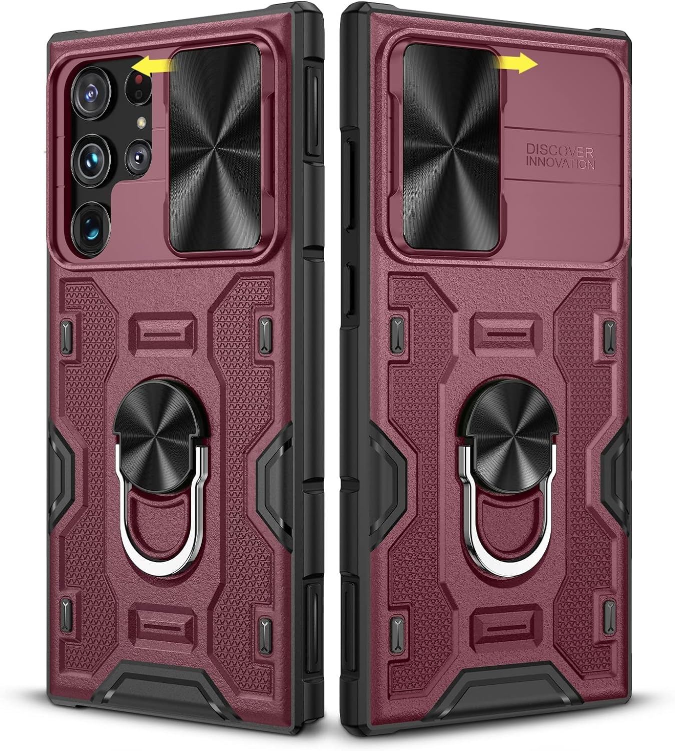 Caka for S22 Ultra Case, Galaxy S22 Ultra Case with Slide Camera Cover & Stand with Built-In 360° Rotate Ring Stand Magnetic Protective Case for Samsung Galaxy S22 Ultra 5G -Black