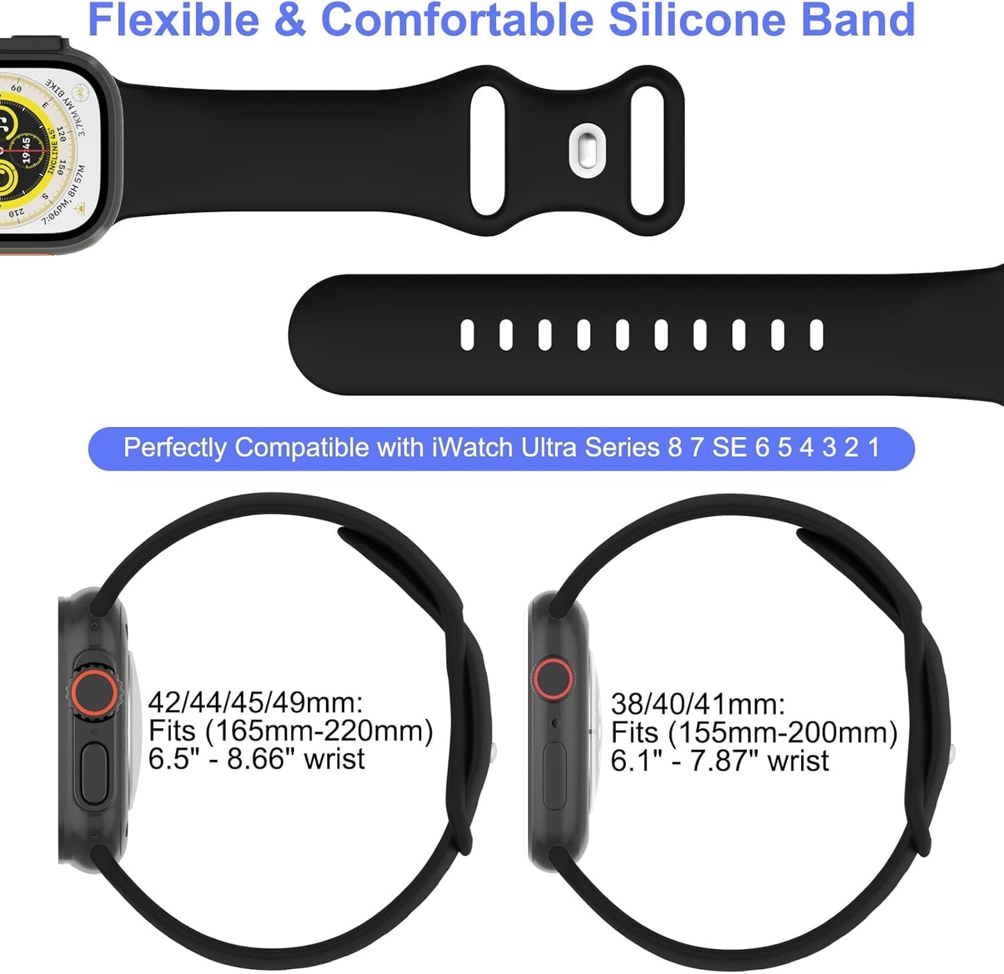 DYKEISS 5 Pack Sport Bands Compatible with Apple Watch Band 49Mm 45Mm 44Mm 42Mm 41Mm 40Mm 38Mm, Soft Silicone Strap Replacement Wristband for Iwatch Ultra Series 8 7 6 5 4 3 2 1 SE Women Men