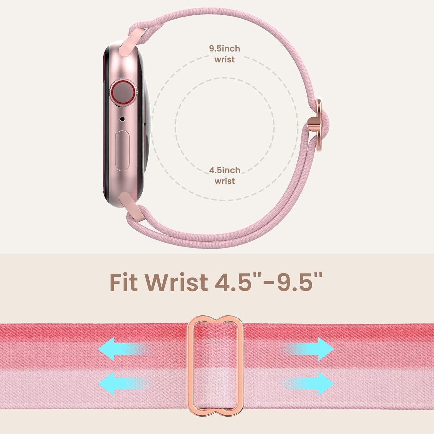 Delidigi Compatible with Stretchy Apple Watch Band 38Mm 40Mm 41Mm 42Mm 44Mm 45Mm 49Mm for Women Men, Gradient Color Nylon Adjustable Straps for Iwatch Series 9 8 7 6 SE 5 4 3 2 1 Ultra Ultra 2