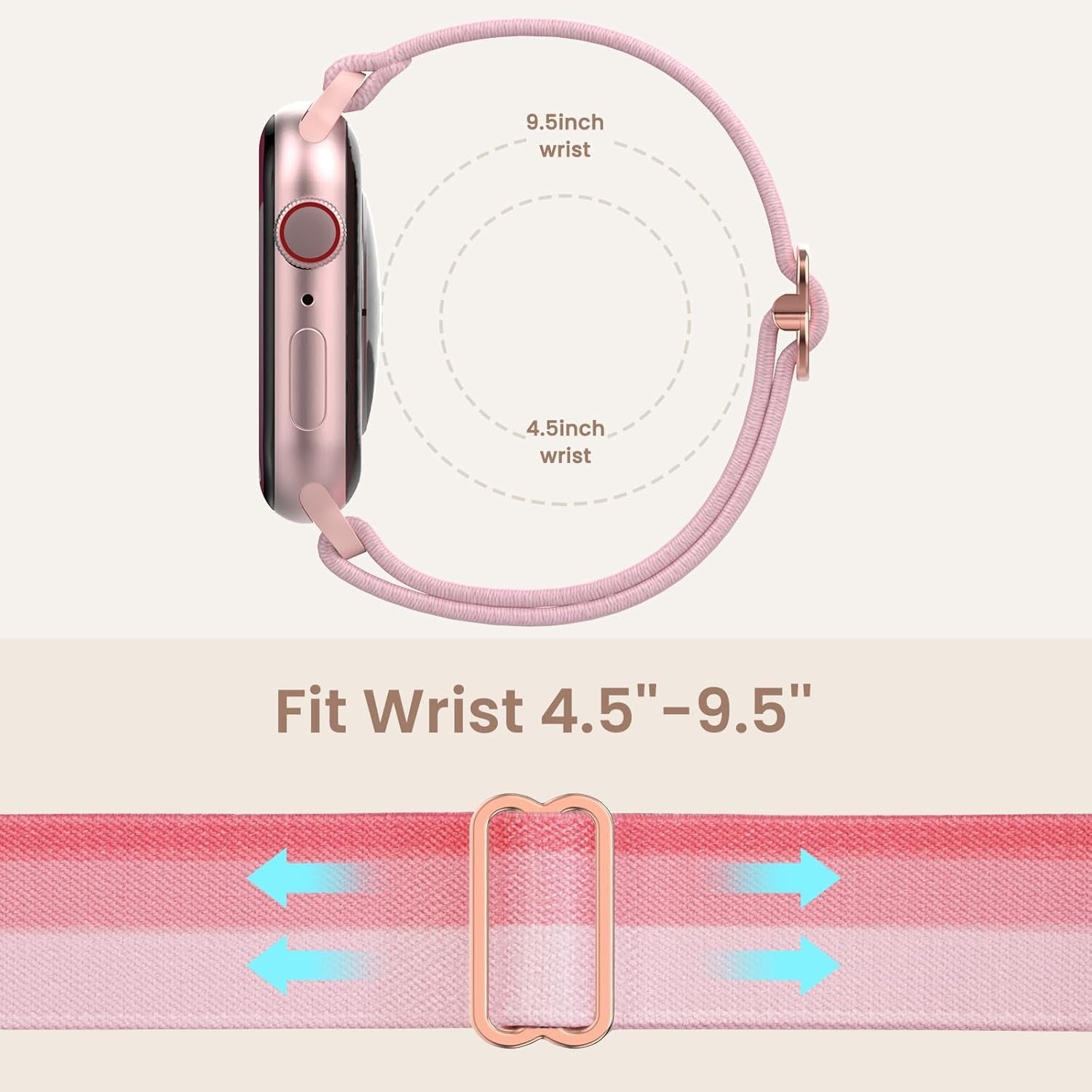 Delidigi Compatible with Stretchy Apple Watch Band 38Mm 40Mm 41Mm 42Mm 44Mm 45Mm 49Mm for Women Men, Gradient Color Nylon Adjustable Straps for Iwatch Series 9 8 7 6 SE 5 4 3 2 1 Ultra Ultra 2