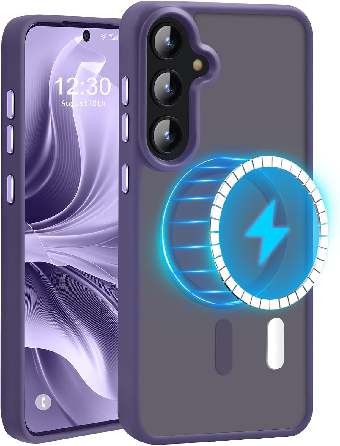 Advanced Magnetic for Samsung Galaxy S22 plus Case Slim Protective [Mil-Grade Drop Tested & Compatible for Magsafe] Translucent Matte PC Back TPU Frame Thin Shockproof Case S22 Plus-Lavender Blue