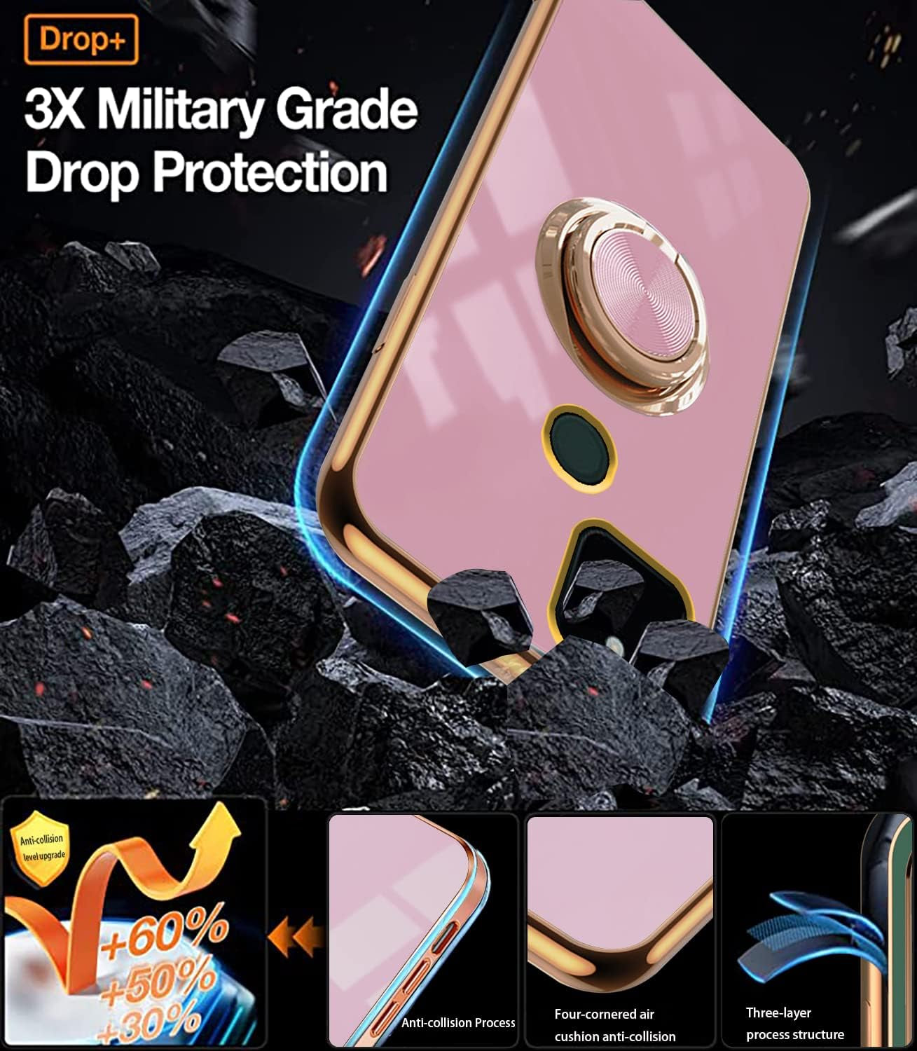 Compatible with Google Pixel 5A 5G Case Ring Holder Magnet Green, Google Pixel 5A 5G Phone Case Silicone Shockproof Plate Luxury Slim Cover (Purple)  Wousunly   