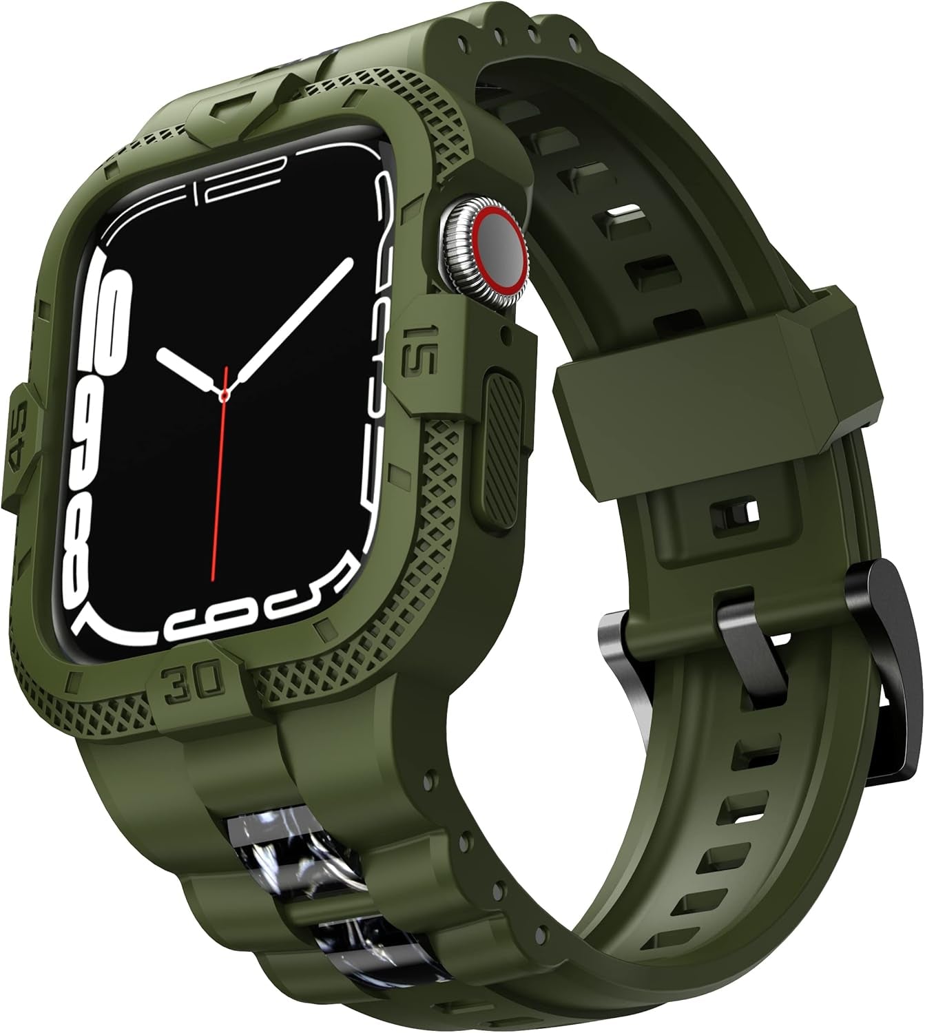 GELISHI Compatible with Apple Watch Band 45Mm 44Mm 42Mm 41Mm 40Mm 38Mm, Men Sport Bands Rugged Case for Watch Series 9 8 7/Series 6 SE 5 4 3