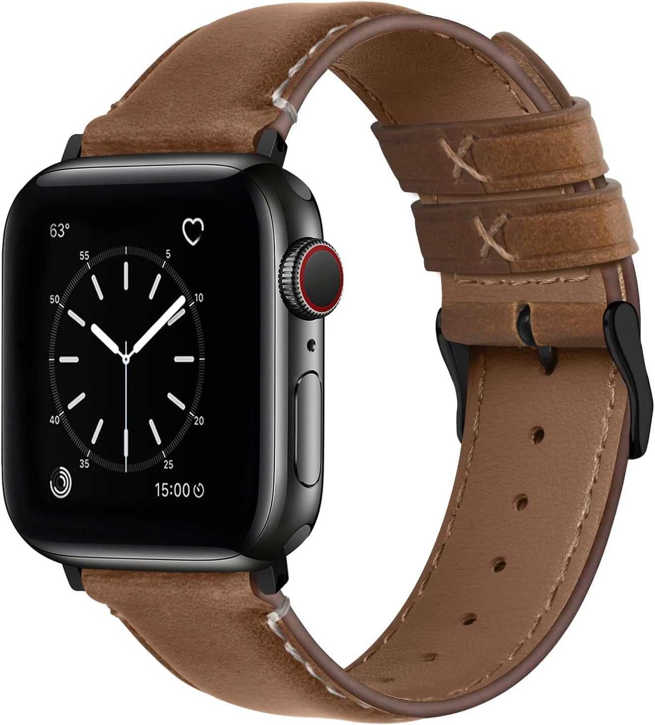 Fullmosa Retro Leather Bands Compatible with Apple Watch 38Mm 40Mm 41Mm for Men Women, Top Grain Real Leather Strap for Iwatch Series 9/8/7/6/5/4/3/2/1/SE/SE2, Brown+Black Buckle