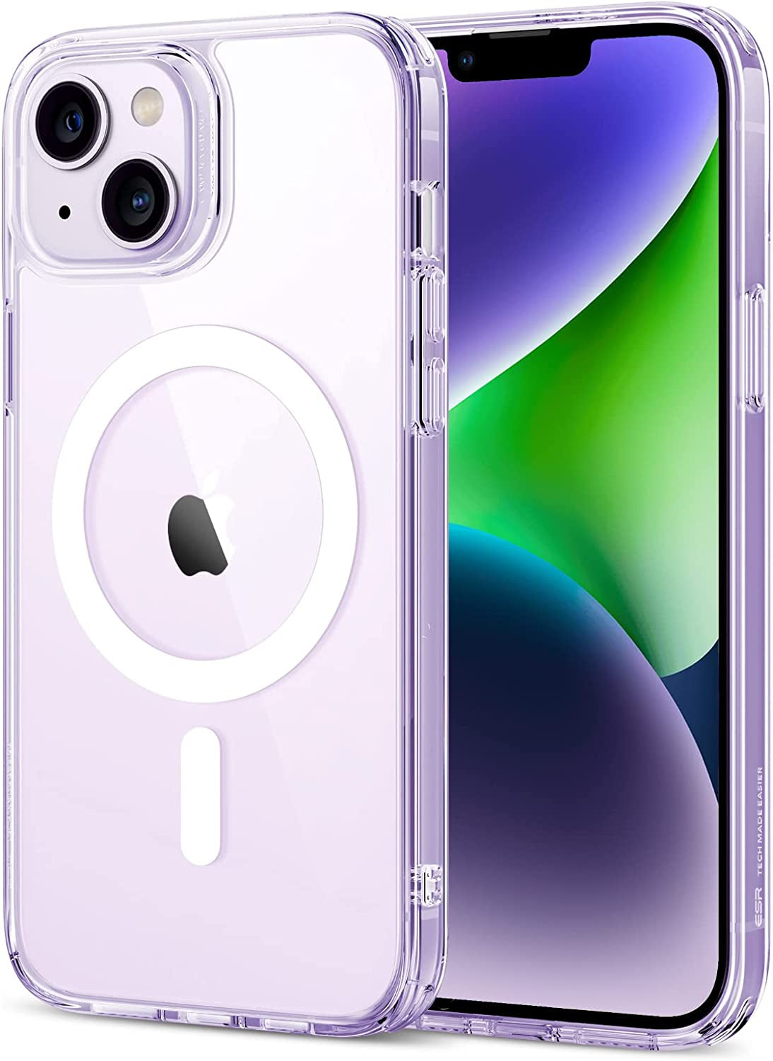 ESR for Iphone 14 Case/Iphone 13 Case, Compatible with Magsafe, Shockproof Military-Grade Protection, Air-Guard Corners, Magnetic Phone Case for Iphone 14/13, Air Armor Magnetic Case (Halolock),Black  Electronic Silk Road Corp Clear Purple Iphone 14/13 