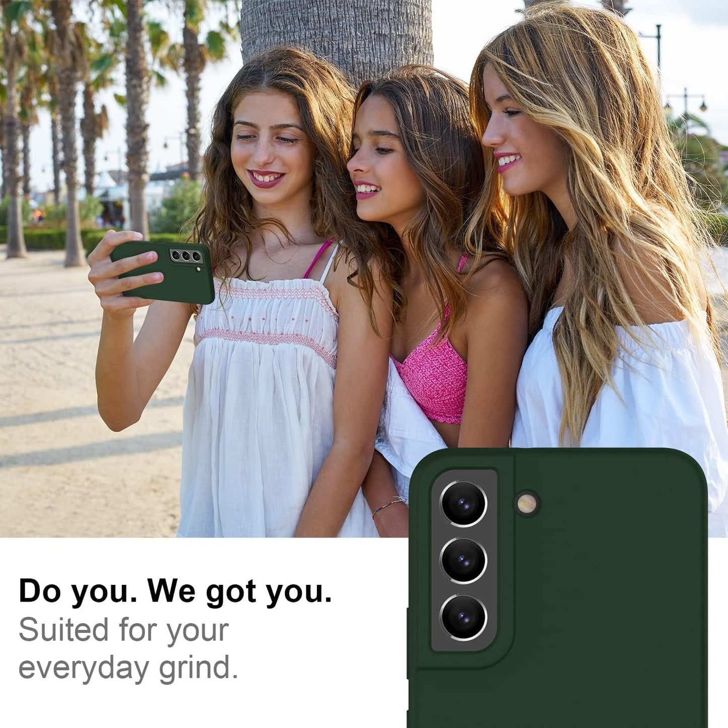 DEENAKIN for Samsung Galaxy S22 plus Case Silicone,Silky Smooth Flexible Gel Rubber Bumper Cover with Soft Microfiber Lining Slim Fit Protective Phone Case for Samsung Galaxy S22 plus Dark Green