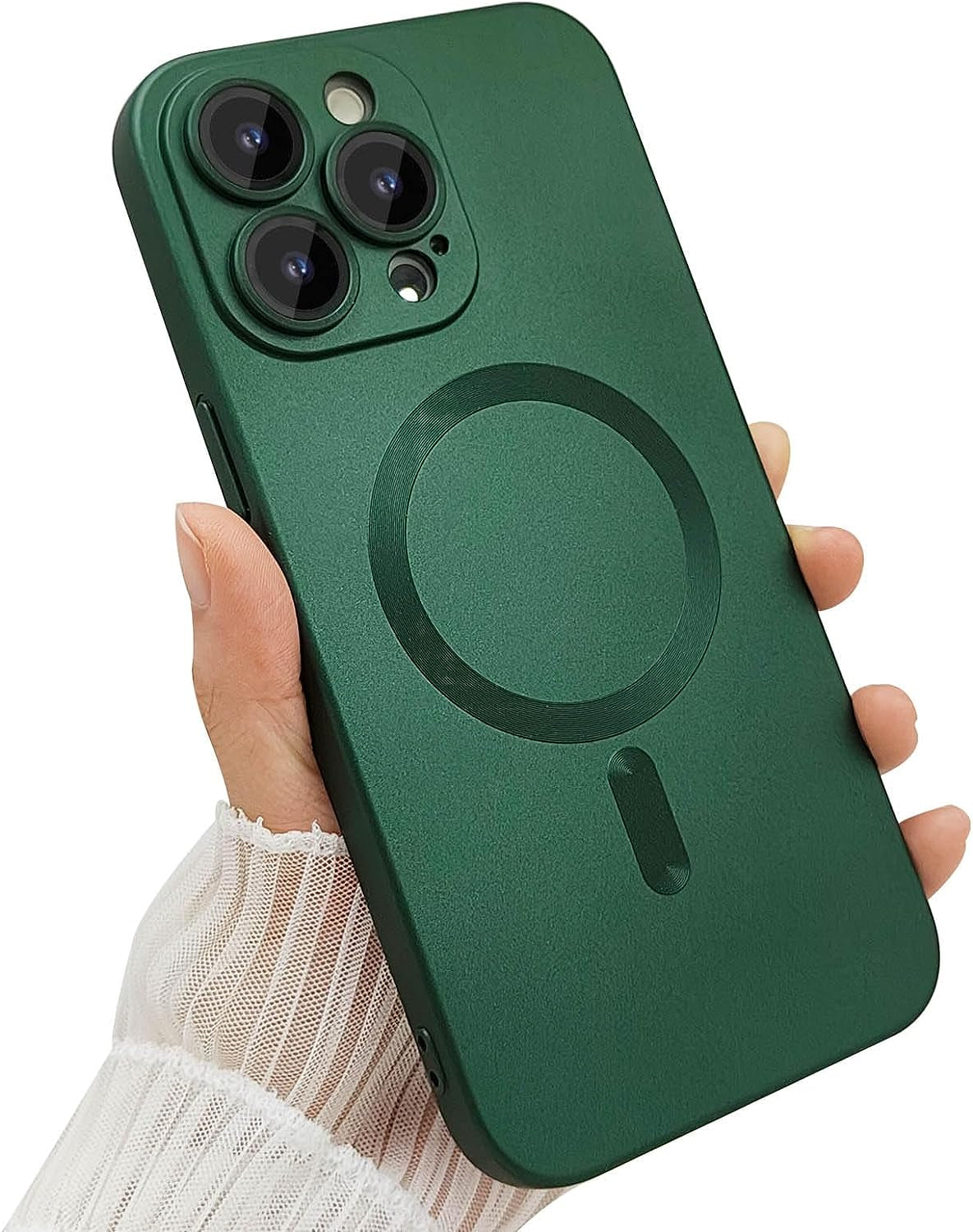 Ankofave Magnetic Case for Iphone 14 Pro Phone Case for Women, Matte Luxury Soft Metallic Luster Design with Camera Lens Protector, Compatible with Magsafe Case for Iphone 14 Pro 6.1"-Black  ankofave Green  