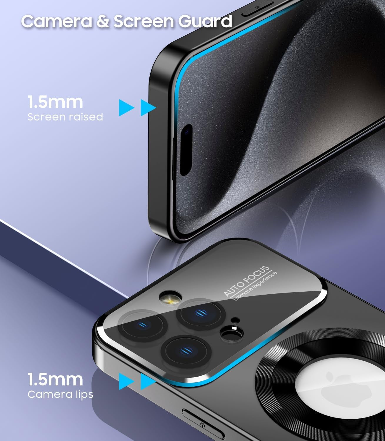 MAKAVO Magnetic for Iphone 15 Pro Max Case, Compatible with Magsafe, Built-In Camera Lens Protector, Logo View, Military Grade Drop Proof Phone Cover, Black  MAKAVO   