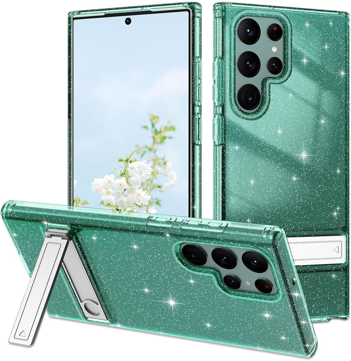 Btscase for Samsung Galaxy S22 Ultra 5G Case, with Adjustable Metal Kickstand, Crystal Clear Soft Flexible TPU Slim Shockproof Drop Protective Girls Women Men Cover for Galaxy S22 Ultra 5G, Purple