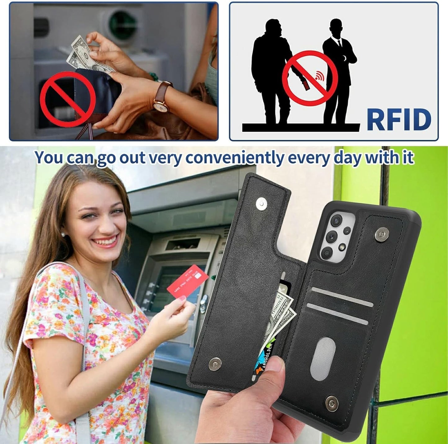 Case for Samsung 53 5G 6.5" Wallet Phone, Credit Card Holder Slots Cover & Hard PC Shockproof Soft Silicone Dual Layer Protection Flip Case for Samsung Galaxy A53 5G 2022, Panda