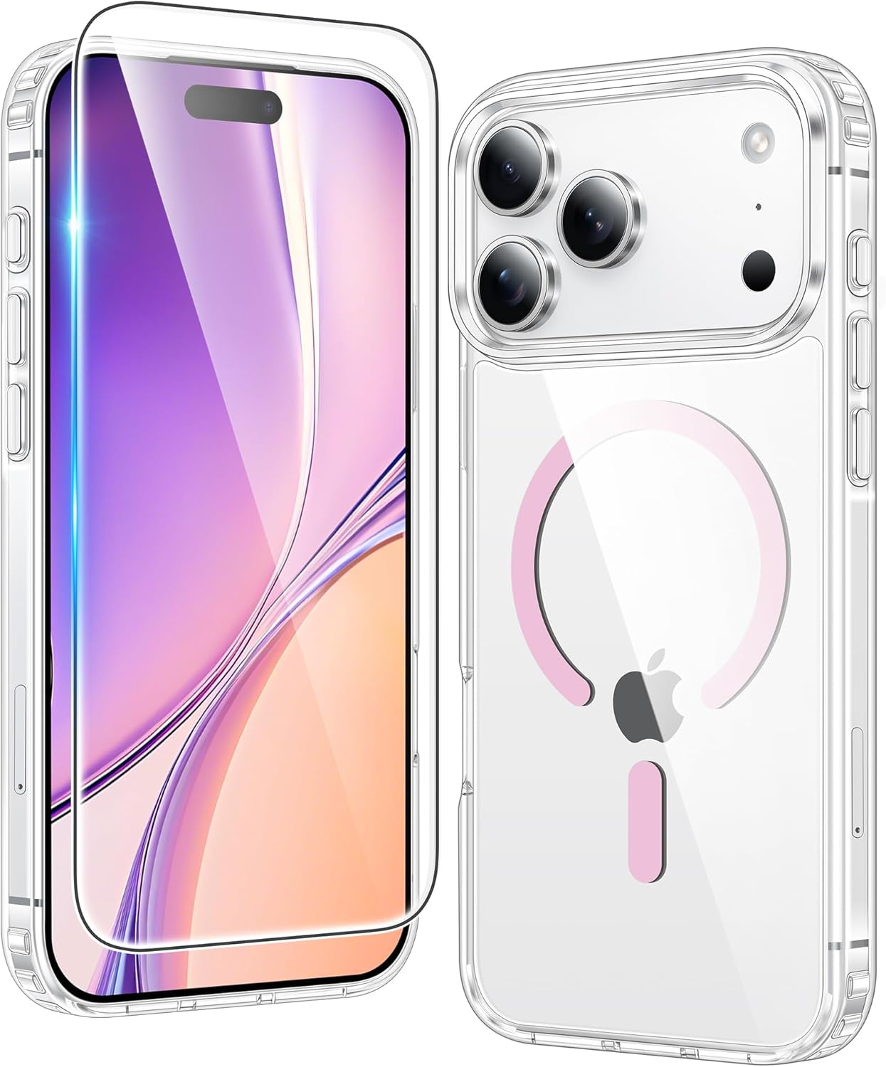 FNTCASE for Iphone 17 Pro-Max Case: Clear Magnetic Phone Cases with Screen Protector Compatible with Magsafe Slim anti Yellowing Rugged Shockproof Protective Transparent Cell Cover (A-Clear)