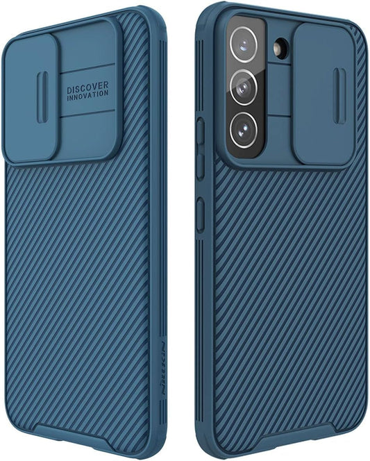 Cloudvalley for Galaxy S22 plus Case with Slide Camera Cover, Slim Shockproof Protective Phone Cases with Sliding Camera Lens Protection for Galaxy S22+ 6.6 Inches 5G (2022) - Blue