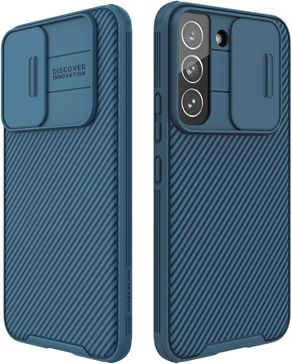 Cloudvalley for Galaxy S22 plus Case with Slide Camera Cover, Slim Shockproof Protective Phone Cases with Sliding Camera Lens Protection for Galaxy S22+ 6.6 Inches 5G (2022) - Blue