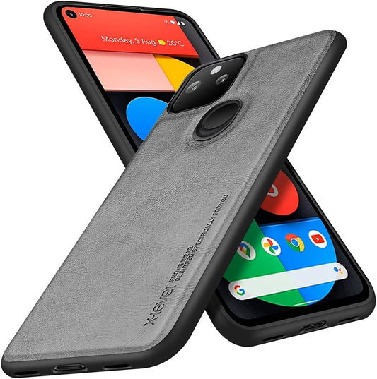 X-Level Google Pixel 5A Case 5G, Premium PU Leather Soft TPU Bumper Shockproof Protective Phone Cover Case for Google Pixel 5A 2021 (Gray)  Pipilu Gray  