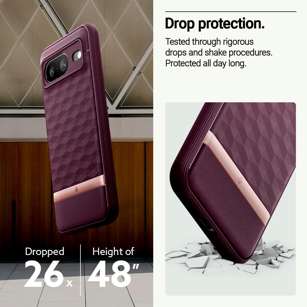 Caseology Parallax 3D Ergonomic Design Case Compatible with Google Pixel 8 Case 5G [Military Grade Drop Tested](2023) - Burgundy  Spigen   