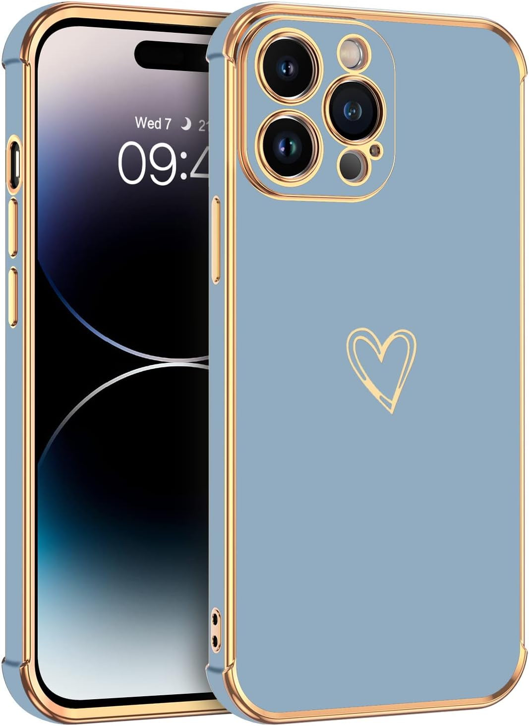 BENTOBEN Iphone 14 Pro Case, Slim Fit Cute Heart Pattern 14 Pro Phone Case, Soft Flexible Shockproof TPU Bumper Women Girls Non-Slip Lightweight Charging Protective Cover for Iphone 14 Pro 6.1", Gray  BENTOBEN   