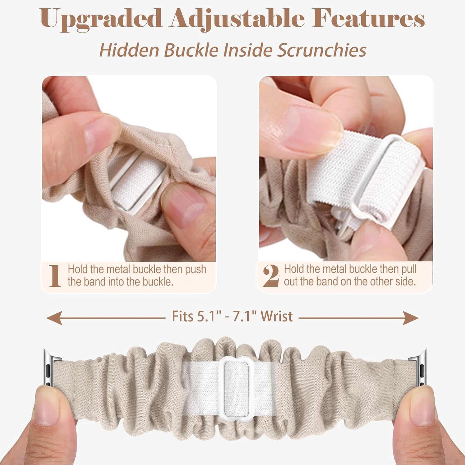 Adorve 5 Pack Scrunchie Bands Compatible with Apple Watch Band 38Mm 40Mm 41Mm 42Mm 44Mm 45Mm 49Mm for Women, Cute Fabric Scrunchy Adjustable Elastic Strap for Iwatch SE Ultra Series 8 7 6 5 4 3 2 1