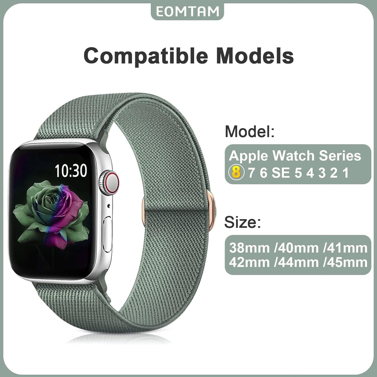 EOMTAM 5 Pack Stretchy Nylon Compatible for Apple Watch Ultra 2/1 Band 38Mm 40Mm 41Mm 42Mm 44Mm 45Mm 49Mm Women Men,Elastic Cloth Sport Wristbands Solo Loop for Iwatch Series 9 8 SE 7 6 5 4 3